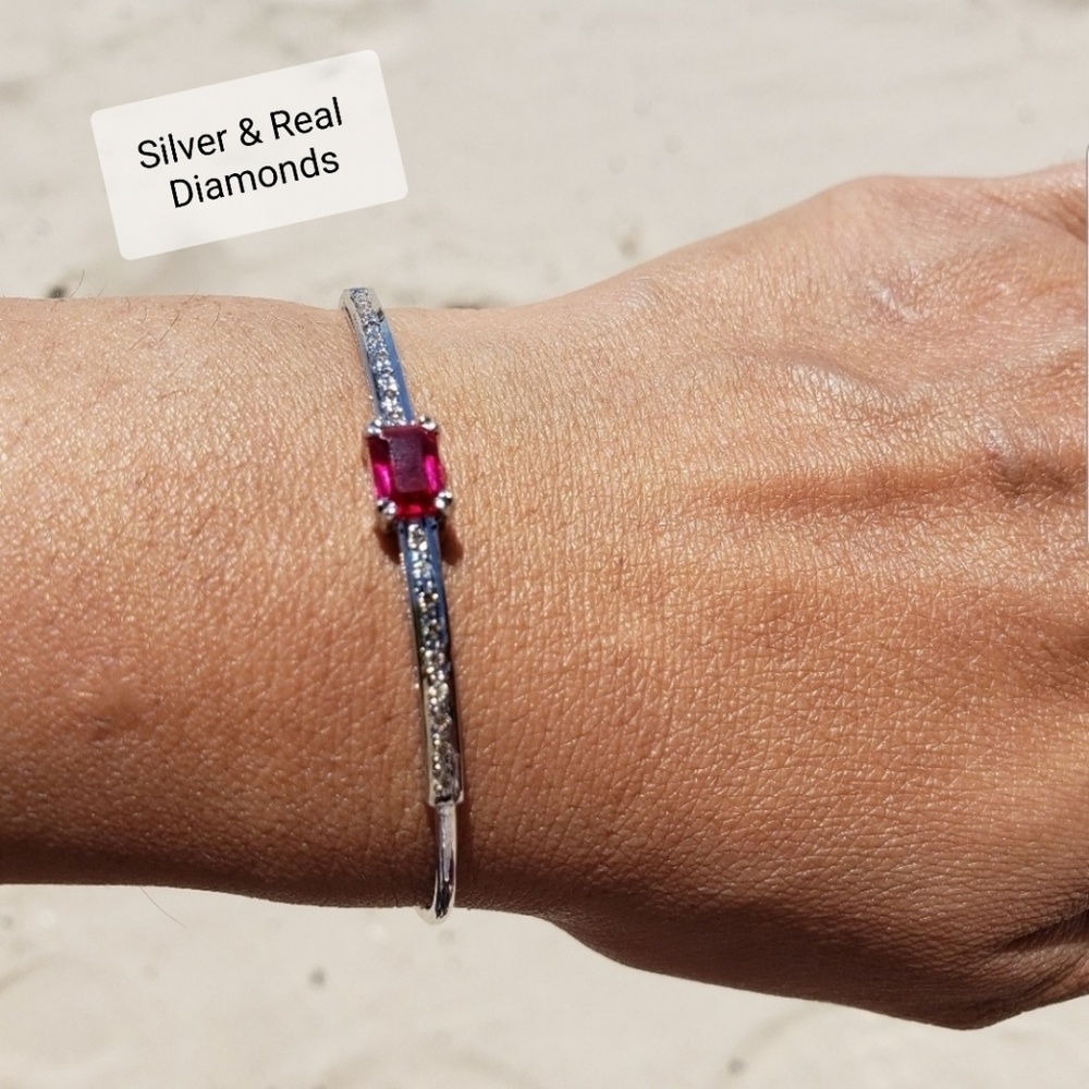 925 sterling silver natural diamonds bracelet